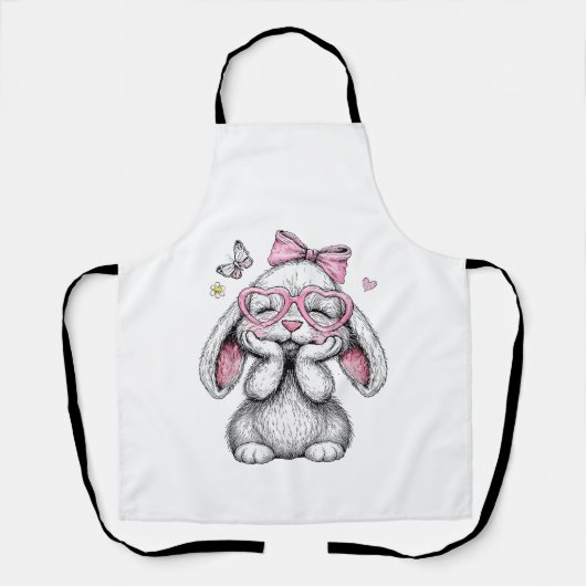 Ostern Mädchen Süße Hasen Gesicht Rosa Ostern Kind Schürze (Vorderseite)
