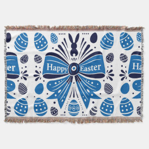 Ostern mit dieser eleganten blauen Volkskunst feie Decke