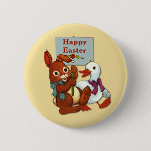 Ostern mit Ente und Hase Button