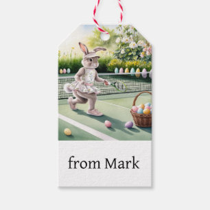 Ostern mit Hase auf dem Tennisplatz Geschenkanhänger