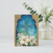 Ostern mit Kreuz und Lilie Feiertagspostkarte (Stehend Vorderseite)