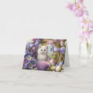 Ostern mit süßem Kätzchen und Osterei für Babys Karte