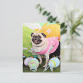 Ostern - Mops - Hannah Feiertagspostkarte (Stehend Vorderseite)