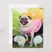 Ostern - Mops - Hannah Feiertagspostkarte (Vorne/Hinten)