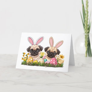 Ostern Mops Hunde Sonnige Ohren Feiertagskarte