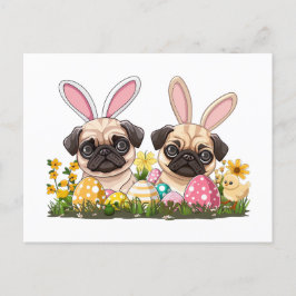 Ostern Mops Hunde Sonnige Ohren Feiertagspostkarte