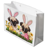 Ostern Mops Hunde Sonnige Ohren Große Geschenktüte (Rückseite Schrägansicht)