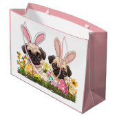 Ostern Mops Hunde Sonnige Ohren Große Geschenktüte (Rückseite Schrägansicht)