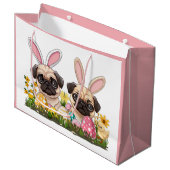 Ostern Mops Hunde Sonnige Ohren Große Geschenktüte (Vorderseite Schrägansicht)