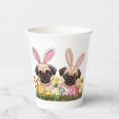 Ostern Mops Hunde Sonnige Ohren Pappbecher (Vorderseite)