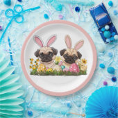 Ostern Mops Hunde Sonnige Ohren Pappteller (Party)