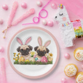Ostern Mops Hunde Sonnige Ohren Pappteller (Party)
