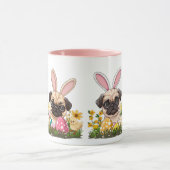 Ostern Mops Hunde Sonnige Ohren Tasse (Zentrum)