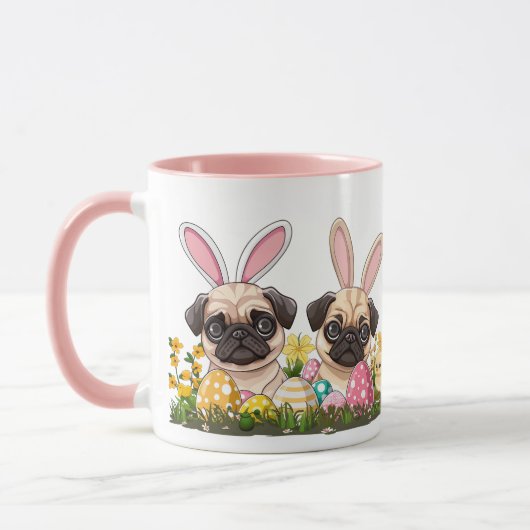 Ostern Mops Hunde Sonnige Ohren Tasse (Links)