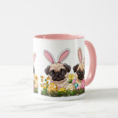 Ostern Mops Hunde Sonnige Ohren Tasse (VorderseiteRechts)