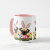 Ostern Mops Hunde Sonnige Ohren Tasse (Vorderseite Links)