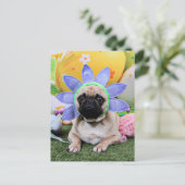 Ostern - Mops - Louie Feiertagspostkarte (Stehend Vorderseite)