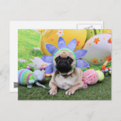 Ostern - Mops - Louie Feiertagspostkarte (Vorne/Hinten)