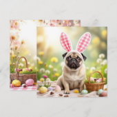 Ostern Mops mit sonnigen Ohren Feiertagskarte (Vorne/Hinten)