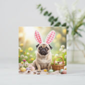 Ostern Mops mit sonnigen Ohren Feiertagskarte (Stehend Vorderseite)