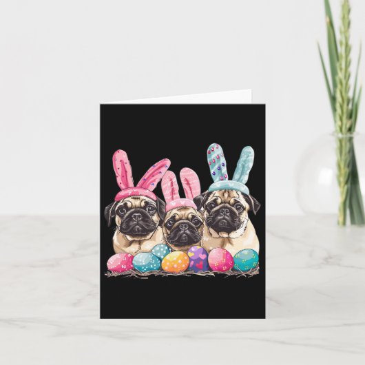 Ostern Mops Osterhund Mops Dog Bunny Ears Ostern O Karte (Vorderseite)