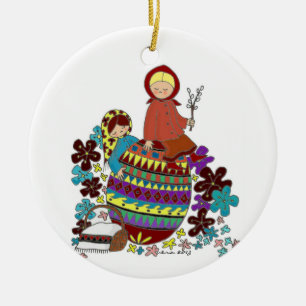 Ostern-Morgen Pysanka Ukrainer-Volkskunst Keramik Ornament