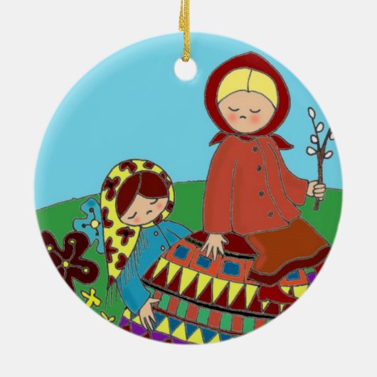 Ostern-Morgen Pysanka Ukrainer-Volkskunst Keramik Ornament (Hinten)