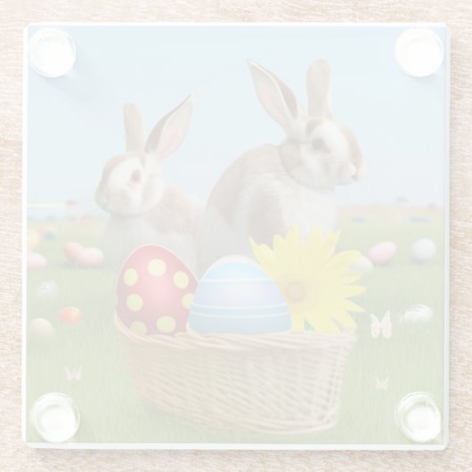 Ostern Niedlich Bunny für eine positive Stimmung Glasuntersetzer (Rückseite)