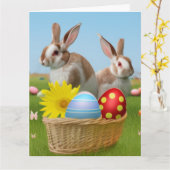 Ostern Niedlich Bunny für eine positive Stimmung Karte (Gelbe Blume)