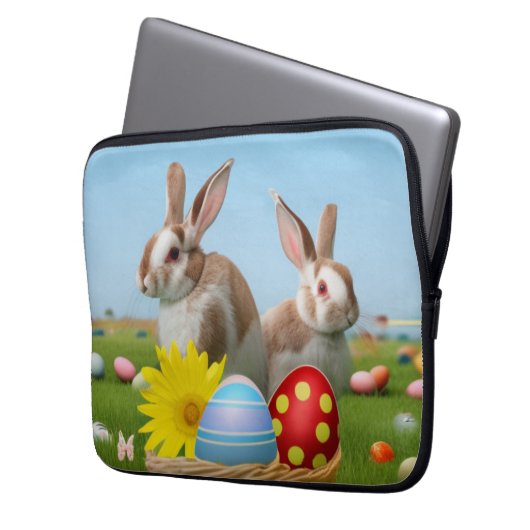 Ostern Niedlich Bunny für eine positive Stimmung Laptopschutzhülle (Vorderseite Links)