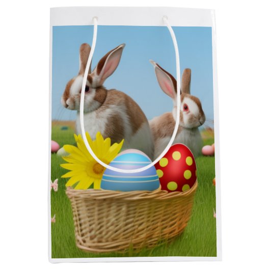 Ostern Niedlich Bunny für eine positive Stimmung Mittlere Geschenktüte (Vorderseite)