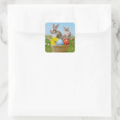 Ostern Niedlich Bunny für eine positive Stimmung Quadratischer Aufkleber (Tasche)