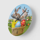 Ostern Niedlich Bunny für eine positive Stimmung Runde Wanduhr (Winkel)