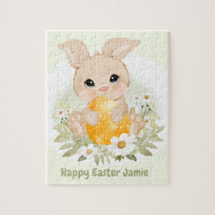 Ostern Niedlich Bunny Yellow Egg Personalisierter Puzzle