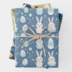 Ostern: Niedliche Bräuche mit Eiern, Karotten Geschenkpapier Set