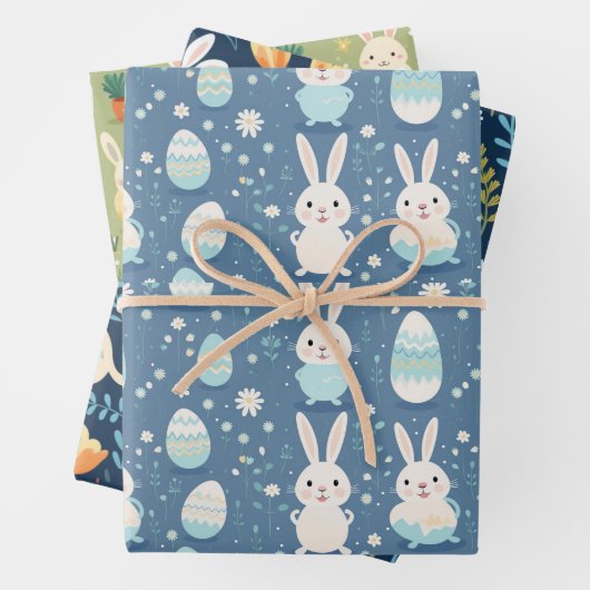 Ostern: Niedliche Bräuche mit Eiern, Karotten Geschenkpapier Set (Beispiel)