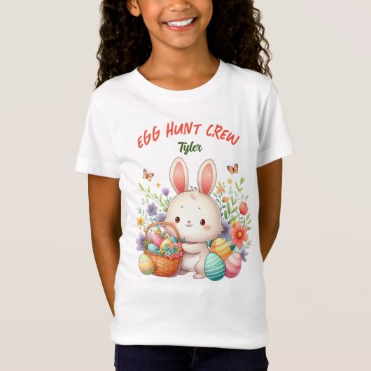 Ostern niedliche Hasenjagd T-Shirt (Vorderseite)