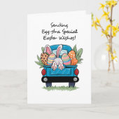 Ostern Niedlicher Abholwagen mit sonniger Schwanz  Karte (Gelbe Blume)