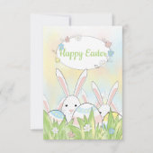 Ostern niedlicher Hase und Eier Dankeskarte (Vorderseite)