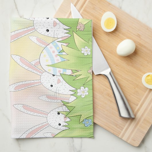 Ostern niedlicher Hase und Eier Geschirrtuch (Viertel Falte)