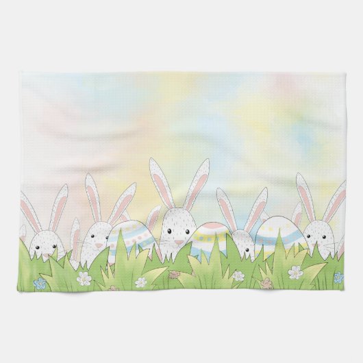 Ostern niedlicher Hase und Eier Geschirrtuch (Horizontal)