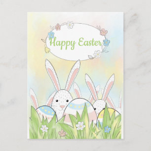Ostern niedlicher Hase und Eier Postkarte