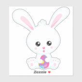 Ostern, Niedlicher sonniger, weißer Hase, Ostereie Aufkleber (Blatt)