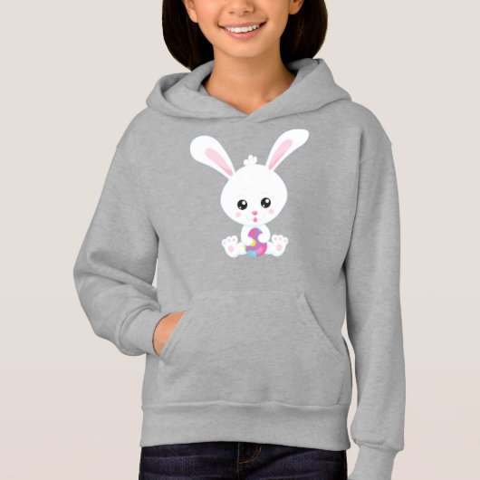 Ostern, Niedlicher sonniger, weißer Hase, Ostereie Hoodie (Vorderseite)