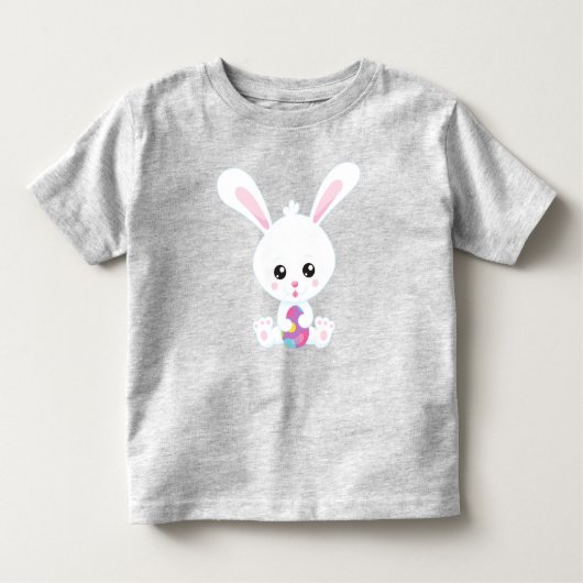 Ostern, Niedlicher sonniger, weißer Hase, Ostereie Kleinkind T-shirt (Vorderseite)