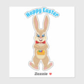 Ostern Niedliches sonniges Bunny mit bunten Eiern Aufkleber (Blatt)