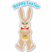 Ostern Niedliches sonniges Bunny mit bunten Eiern Aufkleber (Vorderseite)