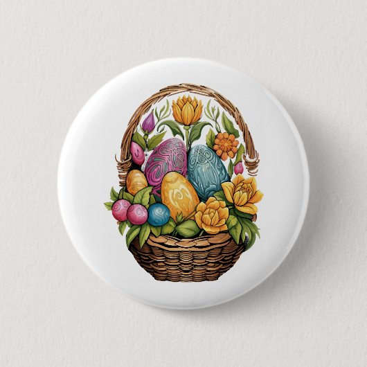 Ostern Ostern Eierkuchen Korb Mandala Art Ei Jagd Button (Vorderseite)