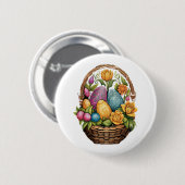 Ostern Ostern Eierkuchen Korb Mandala Art Ei Jagd Button (Vorne & Hinten)