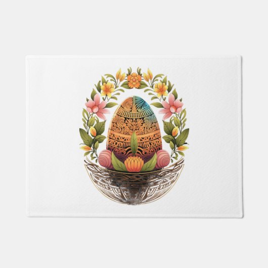 Ostern Ostern Eierkuchen Korb Mandala Art Ei Jagd Fußmatte (Vorderseite)